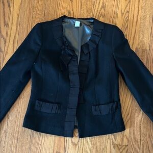 J. Crew Black Ruffled Blazer